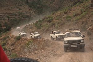 convoy of humanitarian jeeps