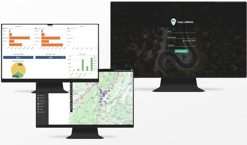 Interface de la solution EAZY COLLECTE de CLS affichant les tableaux de bord de performance