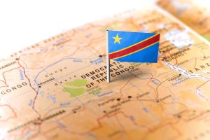 Democratic Republic of Congo pinned on the map with flag