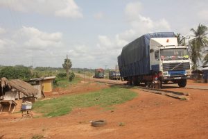 Truck at the border from Ghana to Togo, West Africa