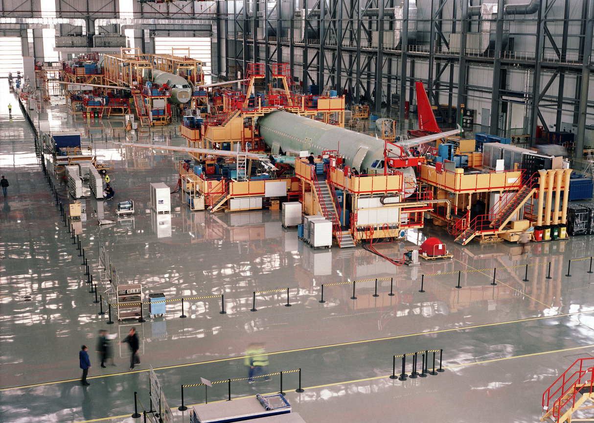 Aircraft factory assembly line