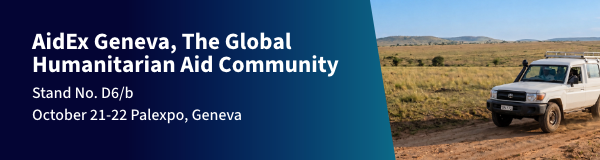 AidEx Geneva, The Global Humanitarian Aid Community. Stand No. D6/b. October 21-22 Palexpo, Geneva